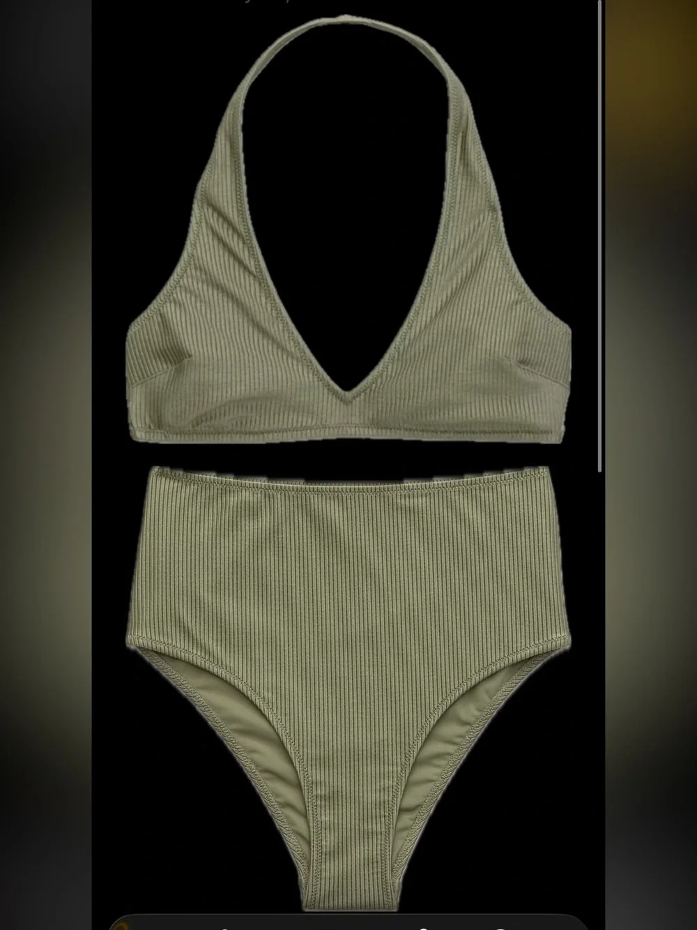 NWT Aerie Shine Olive Green Ribbed Bikini Set